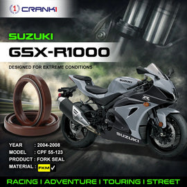 Fork Oil Seals Pair For Suzuki GSX-R1000 (2004-2008) - CPF55-123 - CRANK1