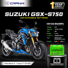 Load image into Gallery viewer, Battery For Suzuki GSX-S750 (2015-2019) - CB12A-BS - Factory Activated - CRANK1