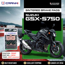 Load image into Gallery viewer, Sintered Brake Pads For Suzuki GSX-S750 (2017 Onwards) - Front - CB743 - 2 Sets Required - CRANK1