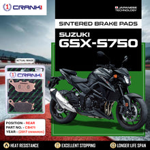 Load image into Gallery viewer, Sintered Brake Pads For Suzuki GSX-S750 (2017 Onwards) - Rear - CB471 - 1 Set - CRANK1