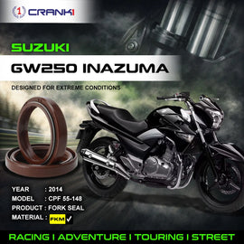 Fork Oil Seals Pair For Suzuki GW250 Inazuma (2014) - CPF55-148 - CRANK1