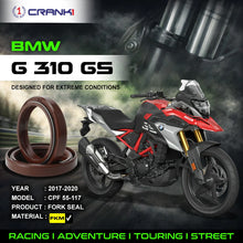 Load image into Gallery viewer, Fork Oil Seals Pair For BMW G 310 GS (2017-2020) - CPF55-117 - CRANK1