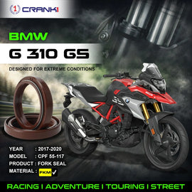 Fork Oil Seals Pair For BMW G 310 GS (2017-2020) - CPF55-117 - CRANK1