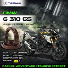Load image into Gallery viewer, Fork Oil Seals Pair For BMW G 310 GS (2021 Onwards) - CPF55-117 - CRANK1