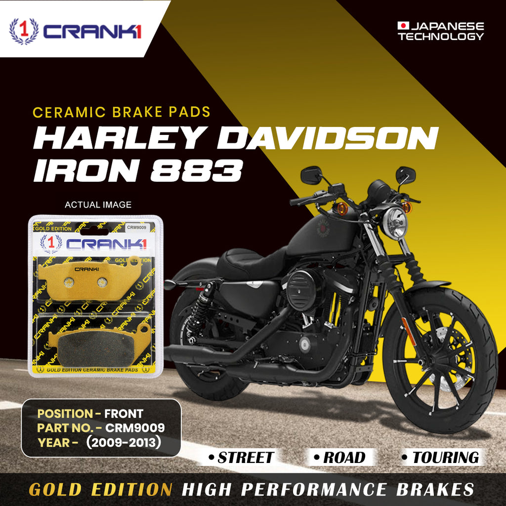 Ceramic Brake Pad For Harley Davidson Sportster Iron 883 (2009-2013) - Front - CRM9009 - 1 Set - CRANK1