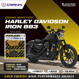 Ceramic Brake Pad For Harley Davidson Sportster Iron 883 (2009-2013) - Rear - CRM0109 - 1 Set - CRANK1
