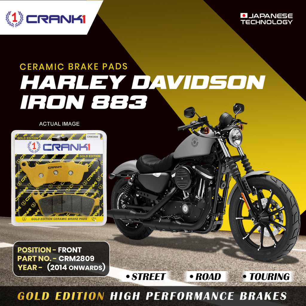 Ceramic Brake Pad For Harley Davidson Sportster Iron 883 (2014 Onwards) - Front - CRM2809 - 1 Set - CRANK1