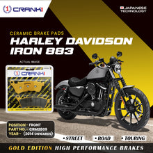 Load image into Gallery viewer, Ceramic Brake Pad For Harley Davidson Sportster Iron 883 (2014 Onwards) - Front - CRM2809 - 1 Set - CRANK1