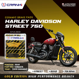Ceramic Brake Pad For Harley Davidson Street 750 (2016 Onwards) - Rear - CRM479 - 1 Set - Crank1