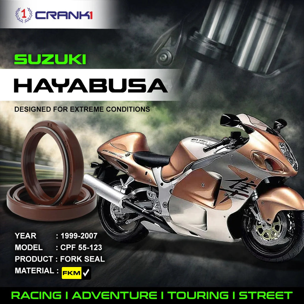 Fork Oil Seals Pair For Suzuki Hayabusa (1999-2007) - CPF55-123 - CRANK1