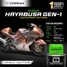 Load image into Gallery viewer, Battery For Suzuki Hayabusa GEN-1 (1999-2007) - CB12A-BS - Factory Activated - CRANK1