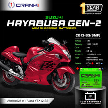 Load image into Gallery viewer, Battery For Suzuki Hayabusa GEN-2 (2008-2020) - CB12-BS - Factory Activated - CRANK1