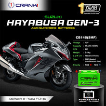 Load image into Gallery viewer, Battery For Suzuki Hayabusa GEN-3 (2021-Present) - CB14S - Factory Activated - CRANK1