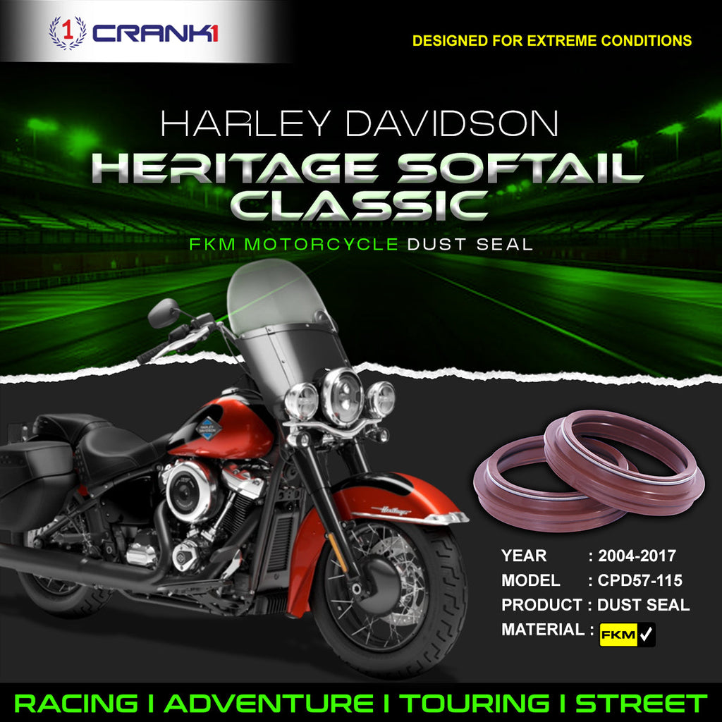 Fork Dust Seals Pair For Harley Davidson Heritage Softail Classic (2004-2017) - CPD57-115 - CRANK1