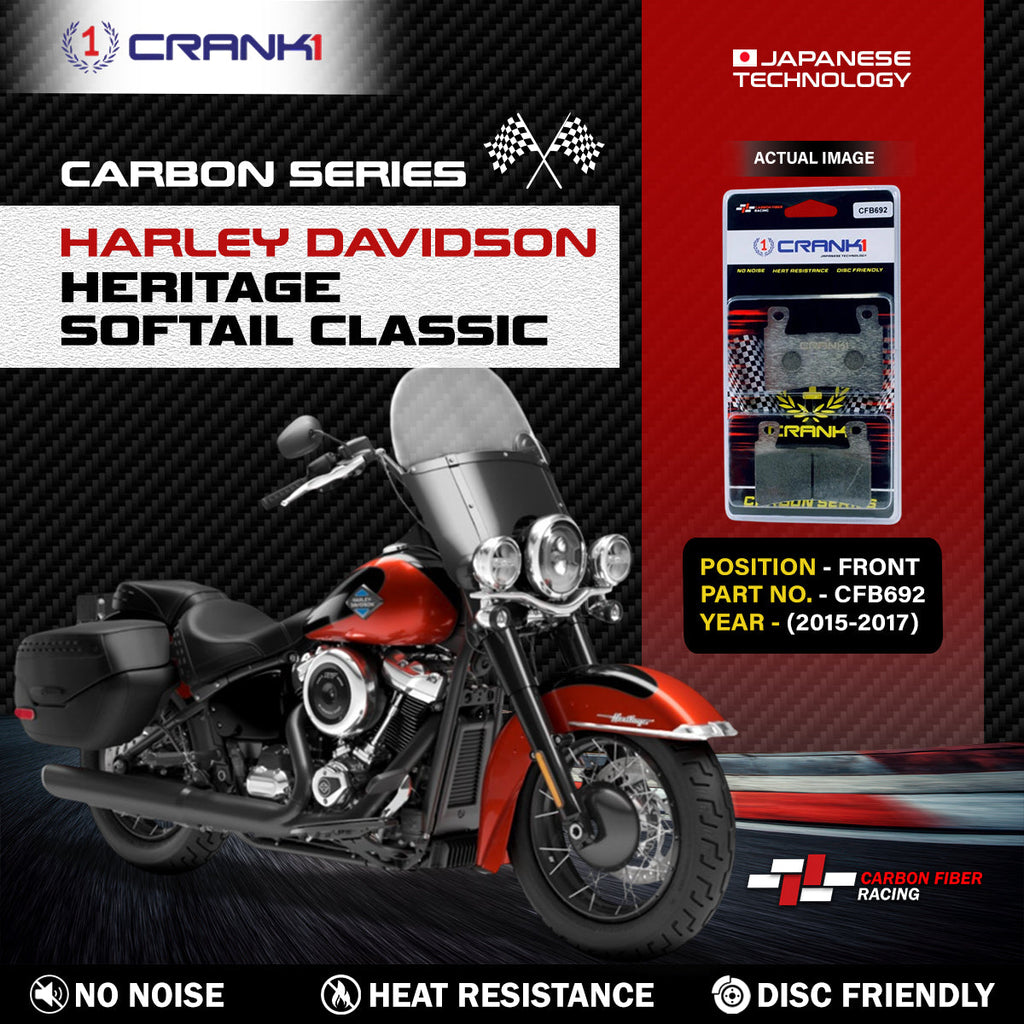 Carbon Brake Pads For Harley Davidson Heritage Softail Classic (2015-2017) - Front - CFB692 - 1 Set - CRANK1