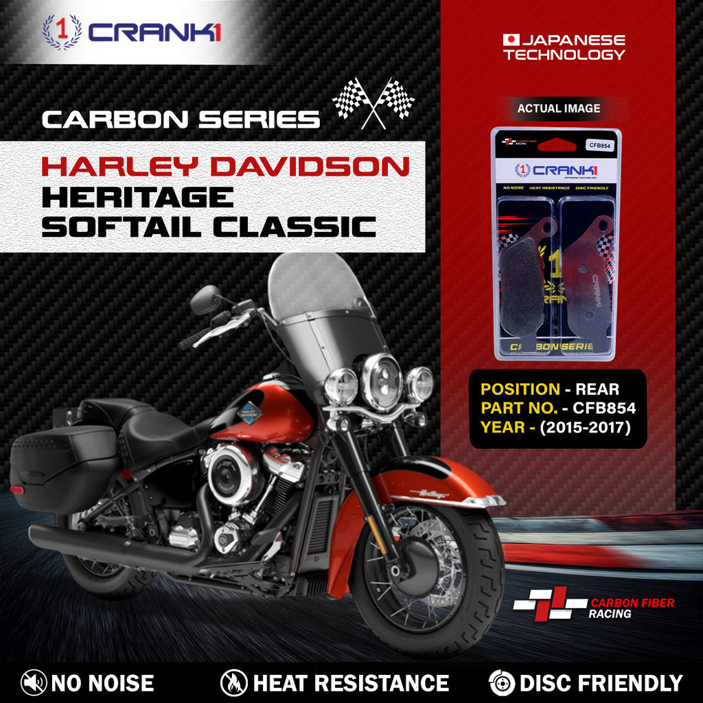 Carbon Brake Pads For Harley Davidson Heritage Softail Classic (2015-2017) - Rear - CFB854 - 1 Set - CRANK1