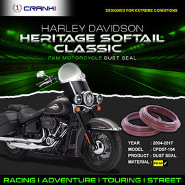 Fork Dust Seals Pair For Harley Davidson Heritage Softail Classic (2004-2017) - CPD57-104 - CRANK1