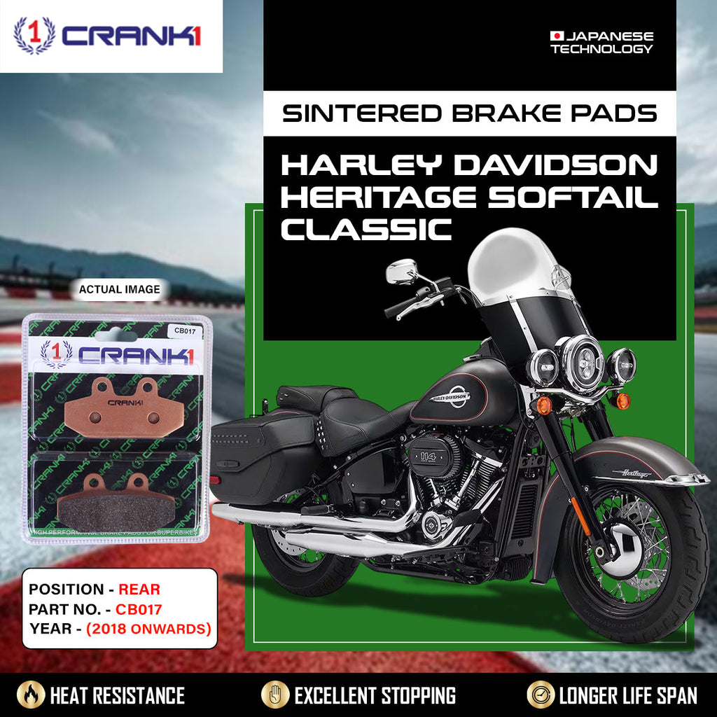 Sintered Brake Pads For Harley Davidson Heritage Softail Classic (2018 Onwards) - Rear - CB017 - 1 Set - CRANK1