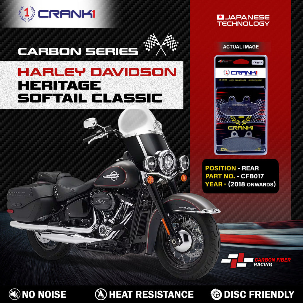Carbon Brake Pads For Harley Davidson Heritage Softail Classic (2018 Onwards) - Rear - CFB017 - 1 Set - CRANK1