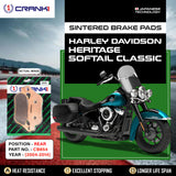 Sintered Brake Pads For Harley DavidsonÂ Heritage Softail Classic (2004-2014) - Rear - CB854 - 1 Set - CRANK1