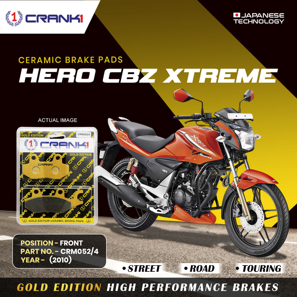 Ceramic Brake Pad For Hero CBZ Xtreme (2010) - Front - CRM052/4 - 1 Set - Crank1
