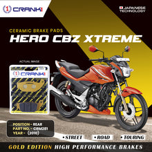 Load image into Gallery viewer, Ceramic Brake Pad For Hero CBZ Xtreme (2010) - Rear - CRM281 - 1 Set - CRANK1