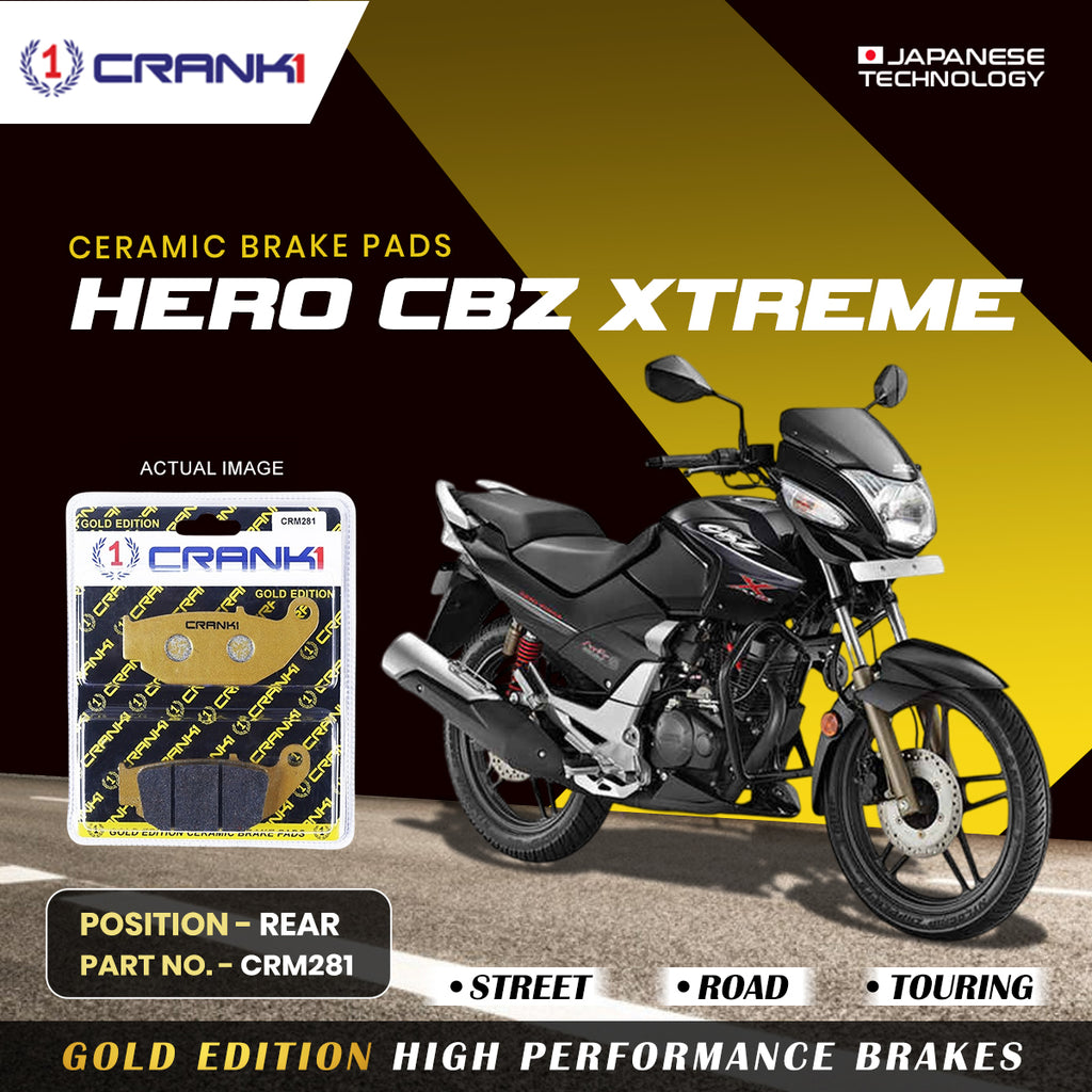 Ceramic Brake Pad For Hero CBZ Xtreme - Rear - CRM281 - 1 Set - CRANK1