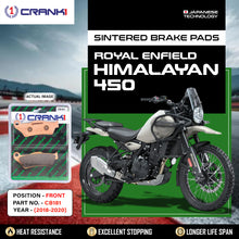Load image into Gallery viewer, Sintered Brake Pads For Royal Enfield Himalayan 450 (2018-2020) - Front - CB181 - 1 Set - CRANK1