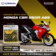 Load image into Gallery viewer, Ceramic Brake Pad For Honda CBR 250R ABS - Rear - CRM741 - 1 Set - CRANK1