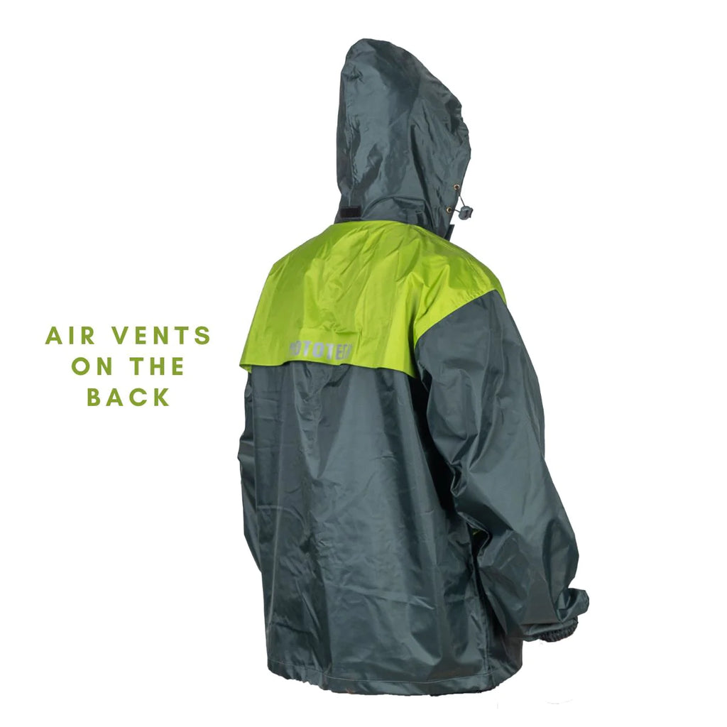 MotoTech-Hurricane Air TourPro Waterproof Rain Overjacket - Grey+Green