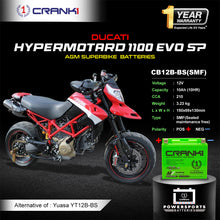 Load image into Gallery viewer, Battery For Ducati Hypermotard 1100 EVO SP (2007-2025) - CB12B-BS - Factory Activated - CRANK1