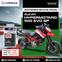 Load image into Gallery viewer, Sintered Brake Pads For Ducati Hypermotard 1100 EVO SP (2007-2012) - Rear - CB662 - 1 Set - CRANK1