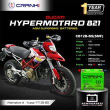 Load image into Gallery viewer, Battery For Ducati Hypermotard 821 (2007-2025) - CB12B-BS - Factory Activated - CRANK1