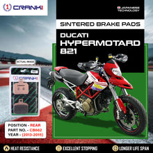 Load image into Gallery viewer, Sintered Brake Pads For Ducati Hypermotard 821 (2013-2015) - Rear - CB662 - 1 Set - CRANK1