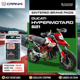 Sintered Brake Pads For Ducati Hypermotard 821 (2013-2015) - Rear - CB662 - 1 Set - CRANK1