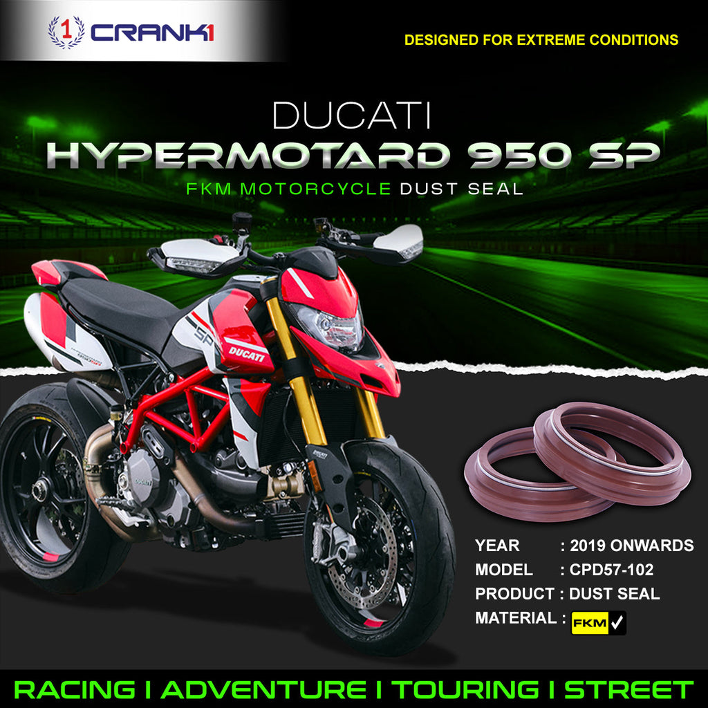 Fork Dust Seals Pair For Ducati Hypermotard 950 SP (2019 Onwards) - CPD57-102 - CRANK1