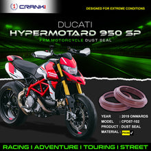 Load image into Gallery viewer, Fork Dust Seals Pair For Ducati Hypermotard 950 SP (2019 Onwards) - CPD57-102 - CRANK1