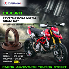 Load image into Gallery viewer, Fork Oil Seals Pair For Ducati Hypermotard 950 SP (2019 Onwards) - CPF55-123 - CRANK1