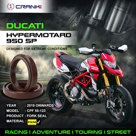 Fork Oil Seals Pair For Ducati Hypermotard 950 SP (2019 Onwards) - CPF55-123 - CRANK1