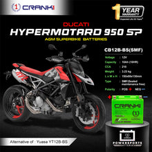 Load image into Gallery viewer, Battery For Ducati Hypermotard 950 SP (2016-2025) - CB12B-BS - Factory Activated - CRANK1
