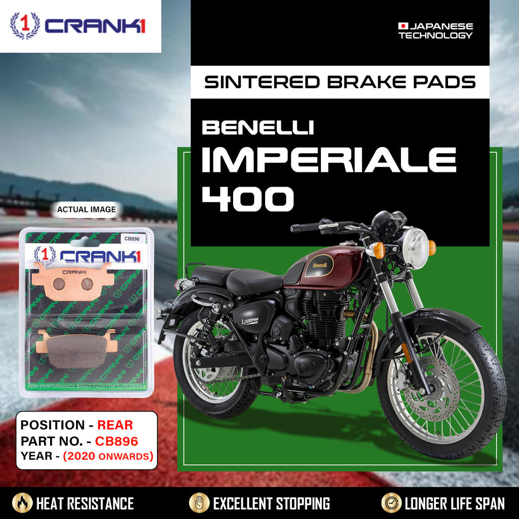 Sintered Brake Pads For Benelli Imperiale 400 (2020 Onwards) - Rear - CB896 - 1 Set  - CRANK1