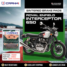 Load image into Gallery viewer, Sintered Brake Pads For Royal Enfield Interceptor 650 (2018 Onwards) - Front - CB902 - 1 Set - CRANK1