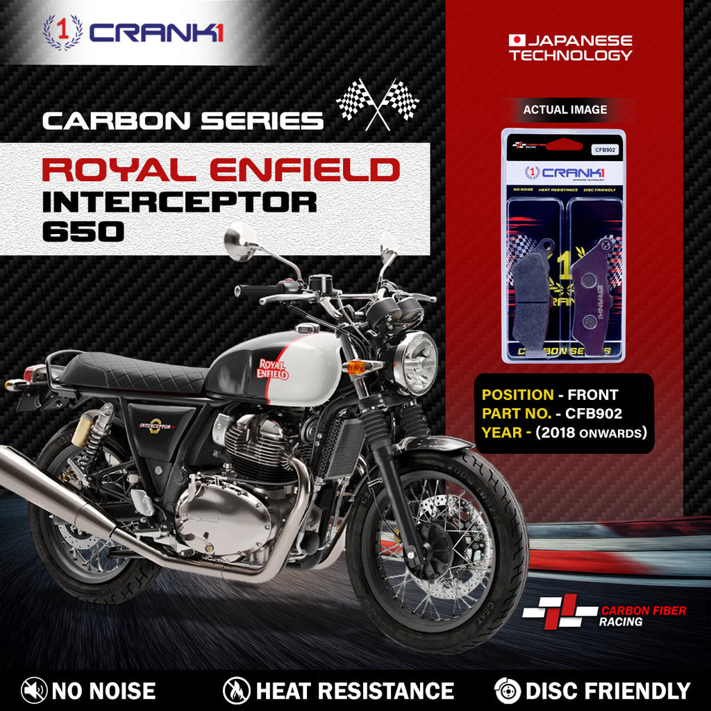 Carbon Brake Pads For Royal Enfield Interceptor 650 (2018 Onwards) - Front - CFB902 - 1 Set - CRANK1