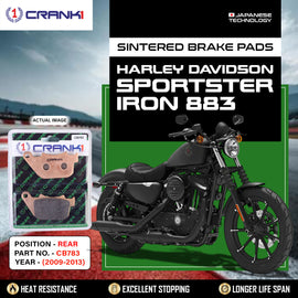 Sintered Brake Pads For Harley DavidsonÂ Sportster Iron 883 (2009-2013) - Rear - CB783 - 1 Set - CRANK1