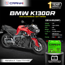 Load image into Gallery viewer, Battery For BMW K1300R (2009-2016) - CB14-BS - Factory Activated - CRANK1