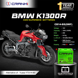 Battery For BMW K1300R (2009-2016) - CB14-BS - Factory Activated - CRANK1