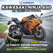 Load image into Gallery viewer, Oil Filter For Kawasaki Ninja 650 (2011 Onwards) - CPO303 - CRANK1