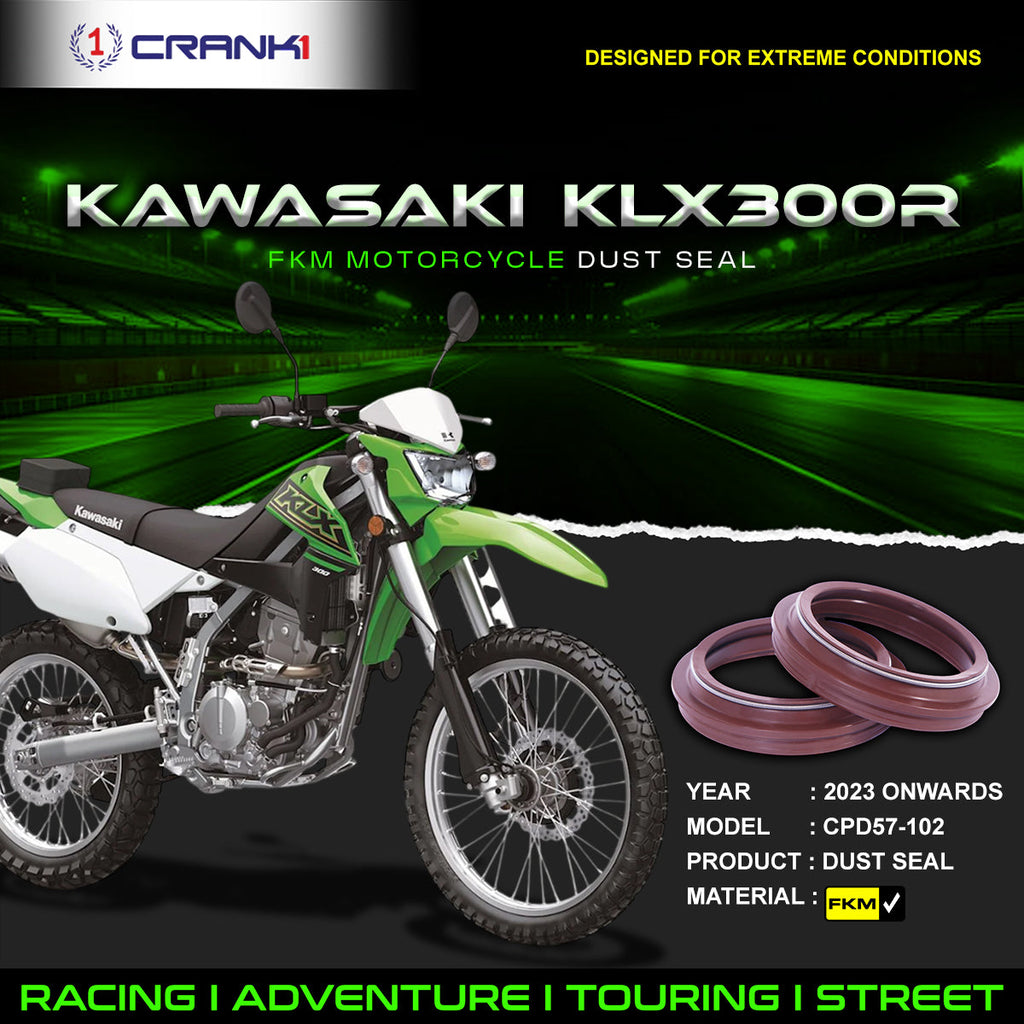 Fork Dust Seals Pair For Kawasaki KLX300R (2023 Onwards) - CPD57-102 - CRANK1