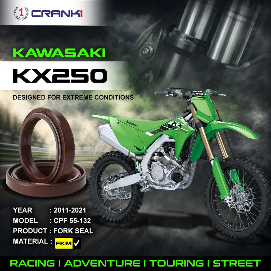 Fork Oil Seals Pair For Kawasaki KX250 (2011-2021) - CPF55-132 - CRANK1