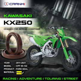 Fork Oil Seals Pair For Kawasaki KX250 (2011-2021) - CPF55-132 - CRANK1